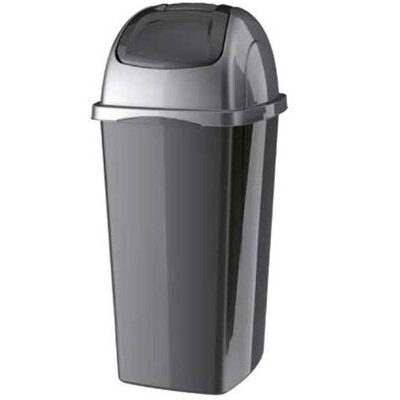 Mülleimer in schwarz, 50 oder 65 Liter, mit Schwingdeckel und Müllbeutel