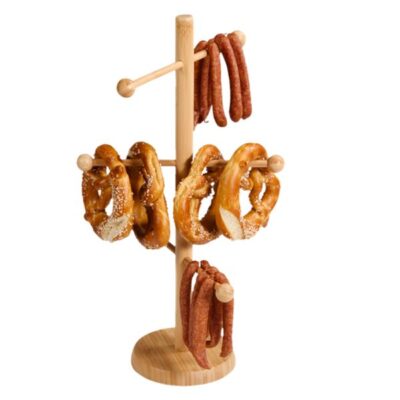 Wurst- oder Brezelständer, Holz, 6 Hängevorrichtungen, H: 50 cm