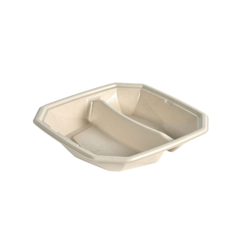 Schale 22x22cm, 2-geteilt, 520/340ml, aus Zuckerrohrfasern