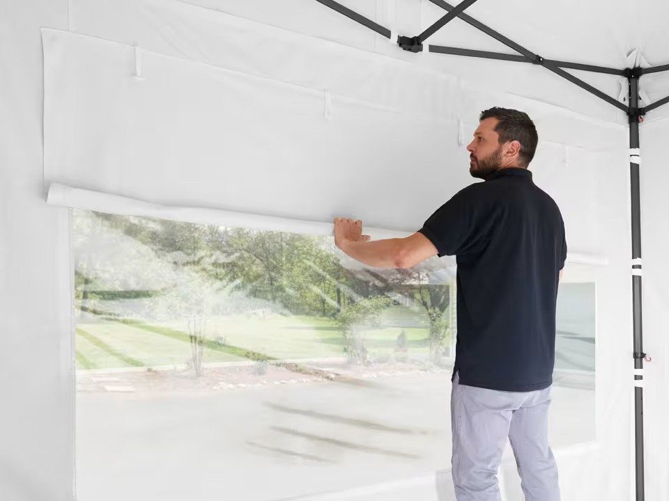 Seitenwand mit Panoramafenster und Rollo für Faltpavillon 3x3m