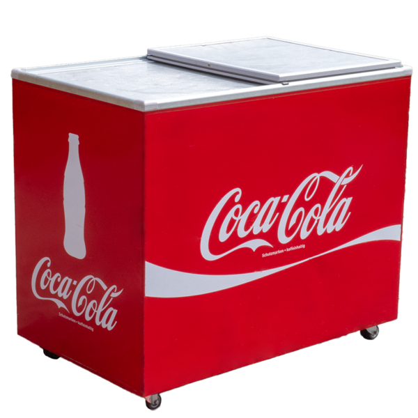 Kühltruhe Coca-Cola mit Schiebedeckel und 282 Litern zur Vermietung